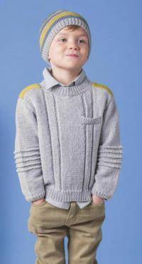 Как связать  подростковый пуловер с контрастной полосой